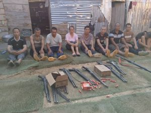 NAIMOS Arrests Ten (10) Heavily armed Chinese Galamseyers at ABUSA in the Ashanti Region. Other items seized include vehicles, refrigerators. pump action guns, 150 pieces of rounds.