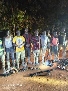 NAIMOS busts armed thugs parading as Anti-Galamsey task force in the Nyankamam-Armori forest of Aowin Municipality in the Western North Region. The 10 armed thugs who claim to have links with the Aowin Paramount Chief are said to operate with impunity and extort monies from Galamseyers, thereby emboldening illegal mining activities in the Aowin municipality. Mentioned Thugs have since been arrested with their weapons and talismans by the NAIMOS TaskForce and would be handed over to Ghana Police Service.