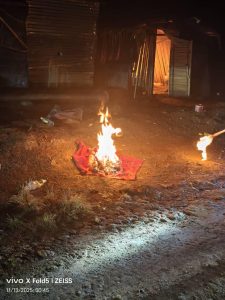 NAIMOS TaskForce conducts Deliberate Night Raid/Attack on a Notorious Galamsey Site at Armouri in Aowin Municipality of the Western North Region. TaskForce apprehends 7 illegal miners, and set ablaze several Makeshift Structured, including a Shrine controlled by one of the illegal miners. Items seized during the operation include 2 Pump Action Guns and 33 Cartridges.